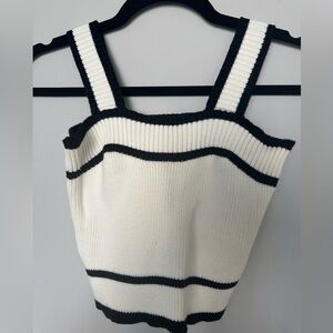 SHEIN Black & White Striped Ribbed Knit Camisole